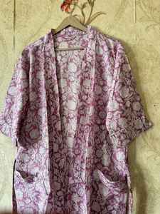 Robe kimono en coton imprimé au bloc, peignoir de demoiselle d'honneur - Product Image 4