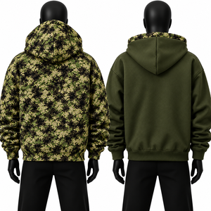 Sudadera con Capucha Reversible con Estampado de Bosque, Chaqueta Casual Verde Oscuro, Sudadera con Logotipo Personalizado, Estilo Urbano, Proveedor B2B - Product Image 2
