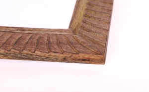 Hand Carved Mango Wood 5x7 Picture <b>Frame</b> – Rustic Ridged Pattern Photo <b>Frame</b> Table top <b>Wall</b> Mount For Home Table Decoration - Product Image 4