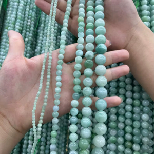 Cuentas redondas lisas de jadeíta natural de Birmania, piedras preciosas sueltas con energía curativa para pulseras, fabricación de joyería DIY, opciones de lotes al por mayor. - Product Image 1