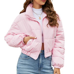 Factory Direct Clothing Supplier Women Hooded <b>Cropped</b> <b>Puffer</b> <b>Jacket</b> Stand collar Women's Short Padded Outerwear Women Outerwear - Product Image 5