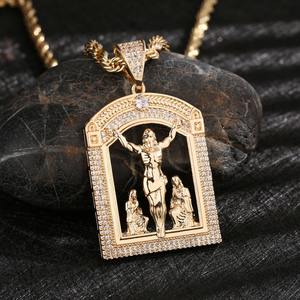 Collar con Colgante Religioso Vintage 2024, Chapado en Oro de 14K, con Circonita Microcristalina, Accesorios de Joyería - Product Image 1