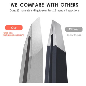 Pinzas para depilación de cejas de acero inoxidable, pinzas inclinadas hechas a mano para depilación facial y de cejas, mejor agarre. - Product Image 2