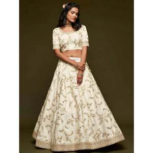 Conjunto de Lehenga Choli Festivo de Seda Bordada para Mujer Talla Grande - Product Image 3