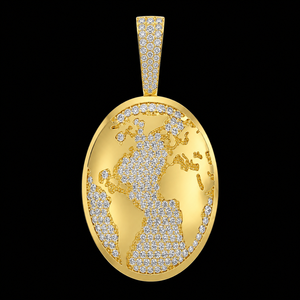 Custom Iced Large World Globe Geometric 925 Silver <b>Gold</b> Plated Lab Grown Diamond Fine <b>Pendants</b> Charms Hip hop Party Gifts Unisex - Product Image 3