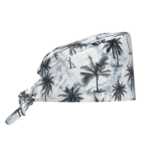 Island <b>Style</b> Coconut Tree Medical Scrub Hat - Professional Bouffant Cap with Elastic High-Quality Printed Surgical <b>Head</b> Cover - Product Image 6