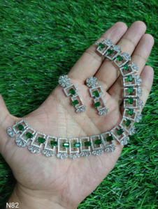 Classic American Diamond Bridal Jewelry Set Two-Piece <b>Necklace</b> <b>and</b> <b>Earrings</b> for Wedding Fashionable Classic Style - Product Image 3