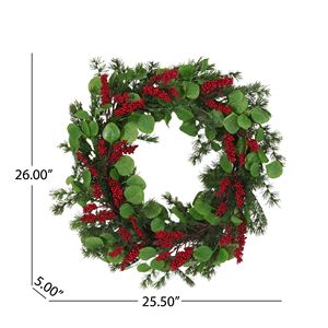 Guirlande de Noël de 25,5 pouces pour la décoration de la porte d'entrée intérieure ou extérieure, couronnes d'hiver pour l'intérieur et l'extérieur, guirlande de Noël - Product Image 5