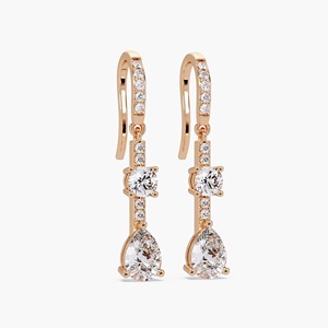 Pendientes Colgantes de Oro Fino de 14K con Diamantes Cultivados en Laboratorio, 1.75CTW, 22 Piedras, Minimalistas, Certificados por IGI, Oro Amarillo, Elegantes para Fiesta - Product Image 5