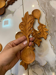 ช้อนตักใบไม้ทำมือจากเวียดนาม ช้อนไม้เนื้อแข็ง สำหรับตักน้ำตาล ชา กาแฟ อุปกรณ์เสิร์ฟในครัว - Product Image 5