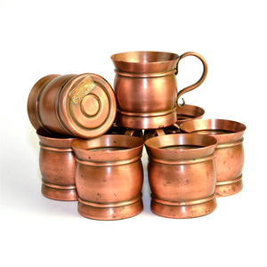Attractive Pure Copper <b>Mugs</b> <b>Set</b> Of 4 Handcrafted Hammered Finish Solid Copper Barware & Drinkware Gift <b>Set</b> With Brass Handles - Product Image 3