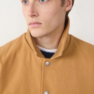 Blouson Bomber Homme Marron Col Montant Coupe Droite Fermeture Éclair 100% Laine Logo Tricoté sur le Devant Style Décontracté Automne - Product Image 4