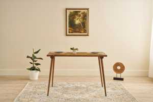 Mesa de comedor escandinava hecha a mano de pino macizo, mesa de comedor minimalista de madera, mesa de cocina moderna de madera para comedor - Product Image 3