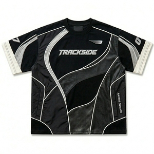 เสื้อยืดคอกลมโอเวอร์ไซส์ผู้ชาย ดีไซน์ตัดต่อสีสัน แขนสั้น สไตล์สตรีทแวร์ พิมพ์ลายตามสั่ง เสื้อยืดลำลอง - Product Image 1