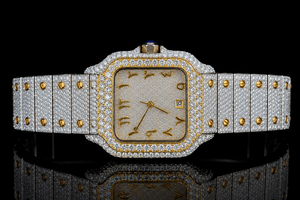 Montre de luxe mécanique sertie de diamants, cadran carré à quartz analogique avec chiffres romains, bracelet en acier inoxydable 20 mm, unisexe, boîte - Product Image 3