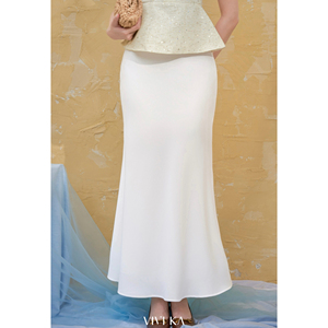 Jupe longue sirène élégante blanche taille haute pour femme, style moderne et confortable, respirante, idéale pour le bureau ou les occasions décontractées, en Spandex/Polyester - Product Image 2