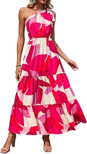 Women's Early Autumn New Solid Casual Sleeveless Maxi Three-Layer Cake <b>Dress</b> with Natural Waist A-Line Silhouette - Product Image 3