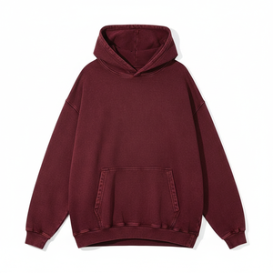 <b>Top</b> Trending Custom Men's Oversized Pullover Hoodie High Quality 100% Cotton Solid Knitted Fleece <b>String</b> Drop Shoulder Hoodies - Product Image 3