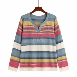 HMR Sisterhood Sorority Acrylic <b>Rainbow</b> Striped Knit Cardigan Autumn Vintage Long Sleeve Open Front <b>Sweater</b> - Product Image 5