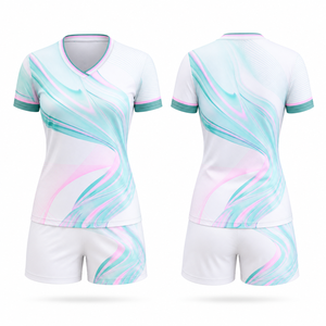 Conjunto de Uniforme de Voleibol Sublimado Personalizado para Mujer, Transpirable, de Secado Rápido, Cuello en V, Poliéster/Algodón, Jersey Deportivo para Equipo, Pantalones Cortos - Product Image 1