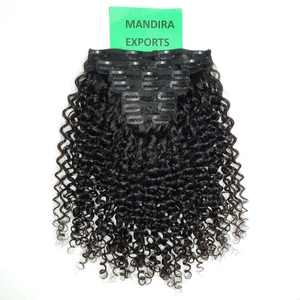 Extensions de cheveux humains vierges vietnamiens 100 % non traités – Tissage de cheveux bouclés à clipser avec cuticules alignées (Noir naturel) - Product Image 2