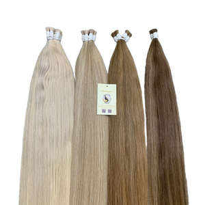 วิกผมมนุษย์ทรงตรงเป็นลอนคลื่นแบบหนาสองชั้นทำจากทองคำขาว - Product Image 1