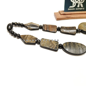 Collier élégant en corne de buffle naturelle, perles polies faites à la main, pendentif cœur, style amour, collier ras du cou tendance - Product Image 6
