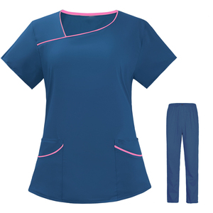 Conjuntos de Uniformes Médicos para Mujer con Cuello en V, Hechos a Medida, OEM, Más Vendidos, de Poliéster, con Logotipo y Talla Personalizados - Product Image 1