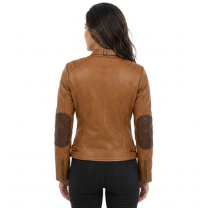 Latest Design Fashionable High Quality Women genuine <b>Leather</b> <b>Jacket</b> New Fashionable <b>Long</b> Sleeve Women <b>Leather</b> <b>Jacket</b> With OEM - Product Image 2
