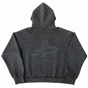 Sweat à capuche léger en coton mélangé avec strass, mélange parfait de confort et de style pour un usage décontracté - Product Image 2