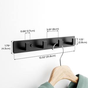 Perchero de Pared Negro con Barra de Metal de 12.5 Pulgadas y 4 Ganchos en Ángulo Recto para Entrada, Baño, Dormitorio y Oficina - Product Image 3
