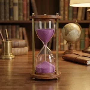 Sablier en bois et laiton fait main, sable violet, design traditionnel, chronométrage précis, cadeau d'anniversaire - Product Image 1