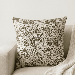 Magnifique coussin décoratif vintage en coton imprimé floral, fait main, style uni, avec taie de coussin imprimée sur mesure - Product Image 2