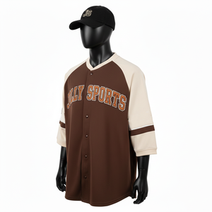 Camiseta de béisbol para hombre, tela deportiva de poliéster, panel GSM, logotipo bordado personalizado, camiseta 100% algodón para hombre, corte holgado, estampada - Product Image 4