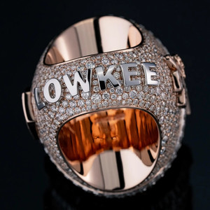 NUEVO Anillo Hip-Hop Personalizado para Hombre RB Gems, Oro Amarillo de 14K, 33 Gramos, Diamantes Cultivados en Laboratorio, Piedras Laterales de Moissanita, 14.41 Quilates - Product Image 1