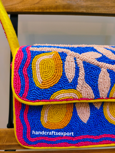Sac à bandoulière de luxe fait main en perles de citron, tendance, léger, brodé, robuste et sûr |   Conception de logo personnalisée disponible, respectueuse de l'environnement - Product Image 2