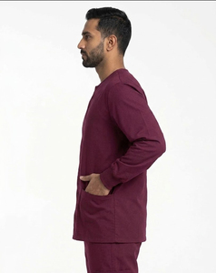 Men Hospital Scrub Jackets 2 Pockets \ Men's Medical Nursing Warm up Slim Fitted Jacket \ Medical Button-Up Scrub Top Men - Product Image 4