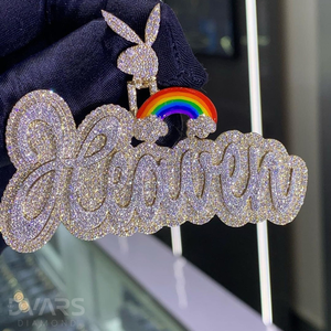 Pendentif personnalisé avec initiale en moissanite VVS pour homme, en argent 925 plaqué or, bijoux de luxe hip-hop, Dvars Diamond - Product Image 2