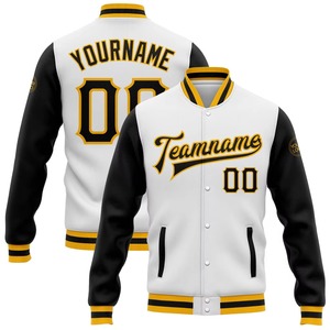 Veste universitaire personnalisée pour homme, blanche et noire, avec nom et numéro imprimés en sérigraphie, vêtement décontracté d'automne - Product Image 6