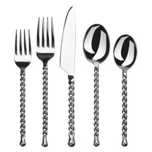 Ensemble de couverts en métal, 5 pièces, compatibles lave-vaisselle, écologiques, en acier inoxydable, fins et plats, pour événements et restaurants - Product Image 5