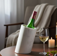 Refroidisseur de bouteilles en marbre blanc U F INTERNATIONAL WMC-37, design écologique pour une rétention de la glace, idéal pour la décoration de table moderne et les fêtes, pour le vin