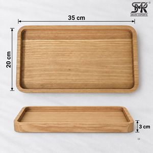 Bandeja de Madera con Borde Elevado y Acabado Liso, de un Solo Nivel, para Relojes, Joyas, Llaves, Carteras, Organizador para Cocina y Habitación de Hotel - Product Image 3
