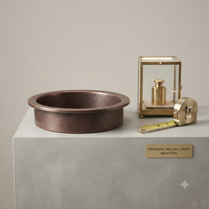 Handmade Hammered Copper Kitchen Sink <b>Round</b> Wash <b>Basin</b> Luxury Bathroom Vessel Sink Farmhouse Countertop OEM Supplier - Product Image 6