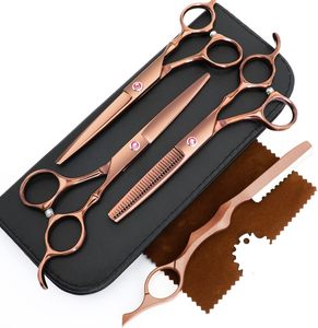 Ensemble de ciseaux à cheveux roses en acier inoxydable, ciseaux à effiler professionnels, outils de barbier, ciseaux de coiffure à long manche pour droitiers - Product Image 2