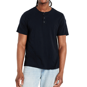Camiseta Henley de Algodón para Hombre con Logotipo Personalizado al por Mayor, OEM ODM, Ropa Casual Ajustada con Logotipo Personalizado, Venta al por Mayor - Product Image 1
