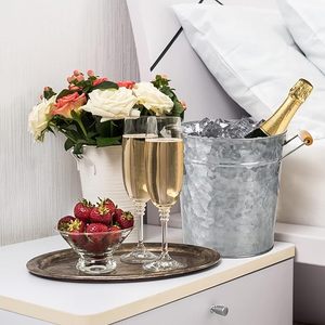 Cubo de Hielo Vintage con Tapa, Cubo de Hielo Metálico Clásico para Fiestas, Bares y Decoración del Hogar - Product Image 3