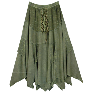 Chic Vintage Patchwork <b>Denim</b> <b>Skirt</b> with Natural Waistline Customizable <b>Women's</b> <b>Midi</b> <b>Skirt</b>-Vietnamese Supplier MOQ 50 Pcs - Product Image 4