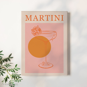 Arte de pared moderno para cocina, lienzo con diseño de copa de Martini, póster para la hora del cóctel, decoración elegante para el hogar, bar, comedor, ambiente de club social - Product Image 1
