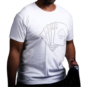 เสื้อยืดผู้ชาย OEM ประดับเพชรเทียม ผ้าฝ้ายเจอร์ซีย์ 100% แขนสั้น คอกลม สไตล์ลำลอง สำหรับฤดูร้อน - Product Image 2