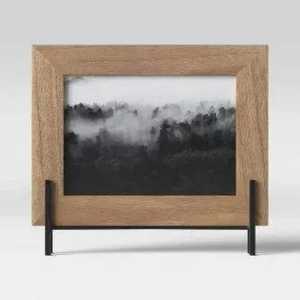 Modern Wood Picture <b>Frame</b> with <b>Black</b> Metal Easel Stand Desktop Horizontal Landscape Photo <b>Frame</b> Solid Wood <b>Frame</b> for Office - Product Image 1